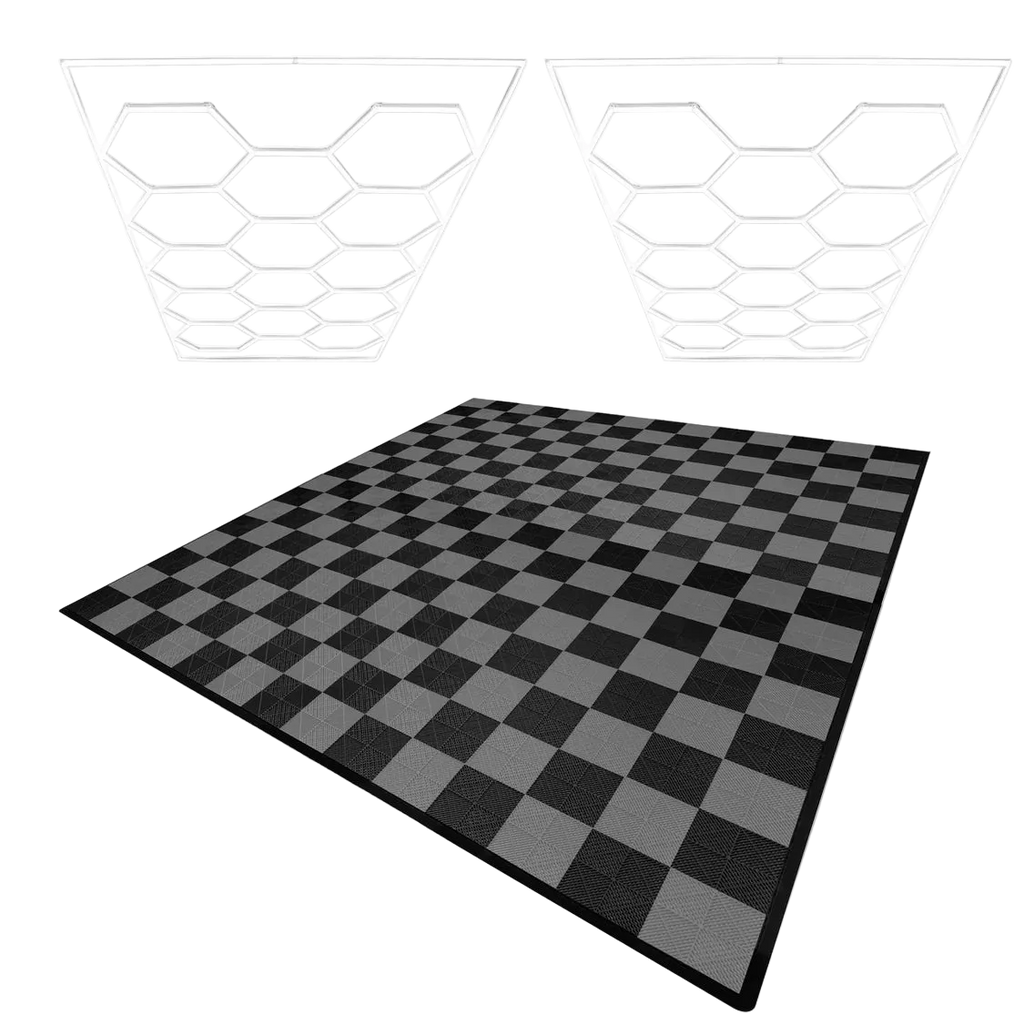2x Hexagon LED sets + 120 zwarte & 120 grijze kliktegels (38,4 m²)