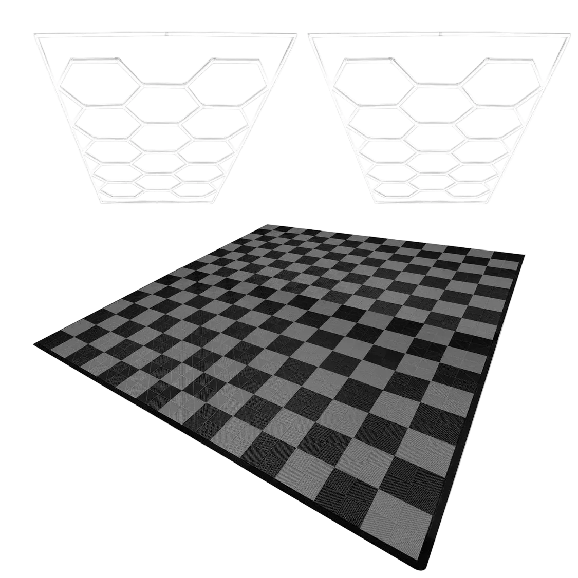 2x Hexagon LED sets + 120 zwarte & 120 grijze kliktegels (38,4 m²)