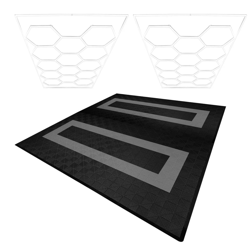 2x Hexagon LED sets + 165 zwarte & 60 grijze kliktegels (36 m²)