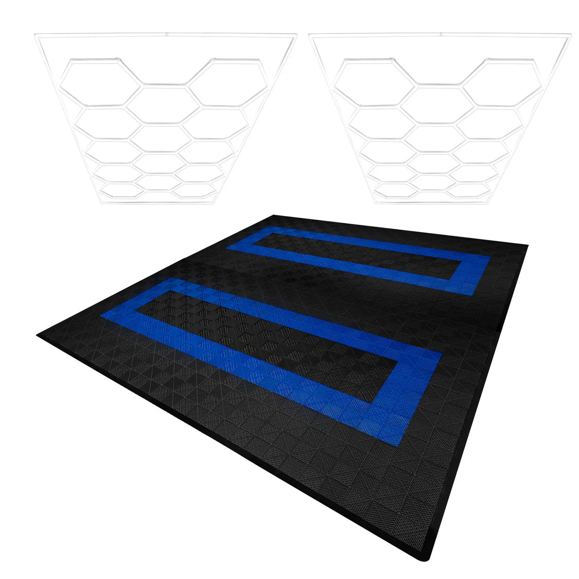 2x Hexagon LED sets + 165 zwarte & 60 blauwe kliktegels (36 m²)