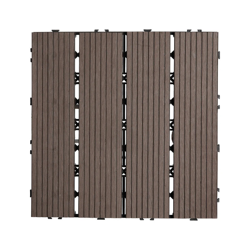 Dark Brown Patio Tiles - 30x30 cm - Set of 10