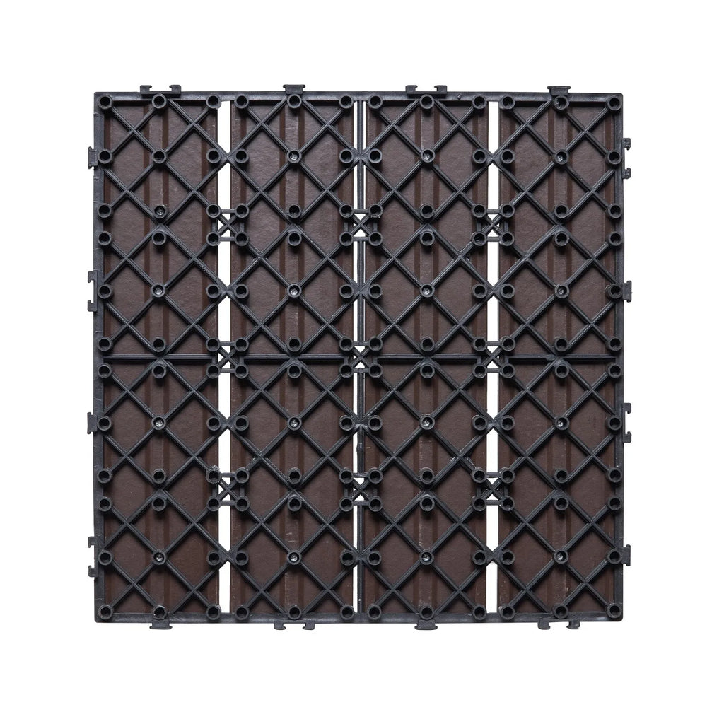 Dark Brown Patio Tiles - 30x30 cm - Set of 10