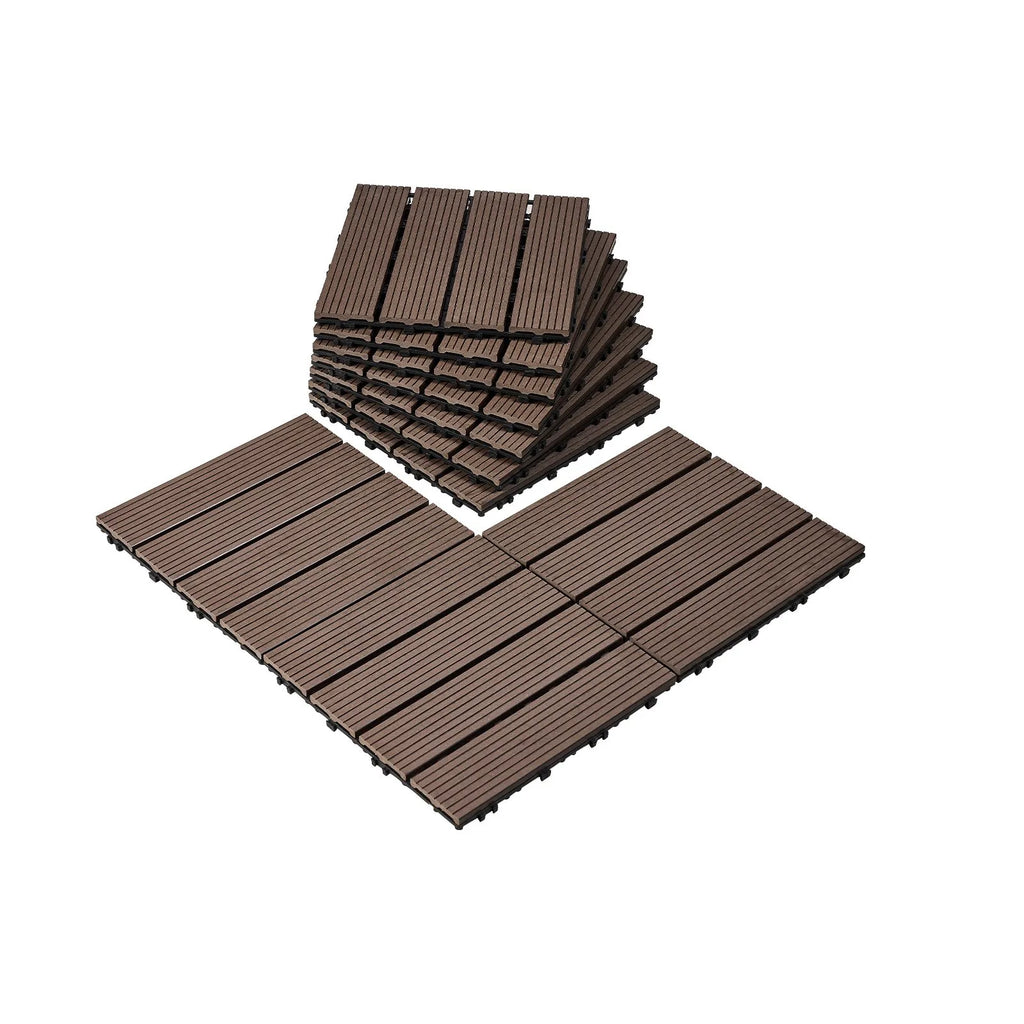 Dark Brown Patio Tiles - 30x30 cm - Set of 10