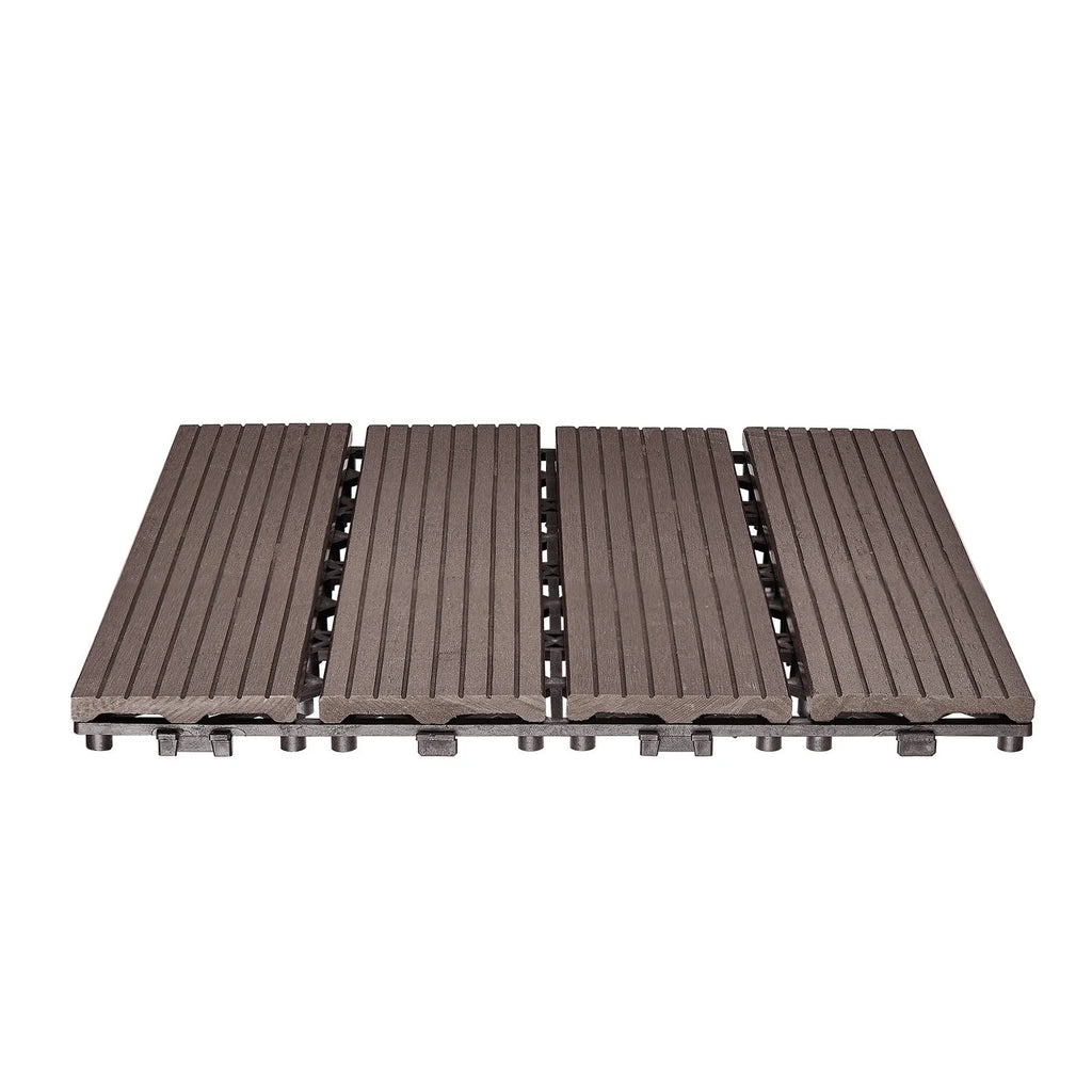 Dark Brown Patio Tiles - 30x30 cm - Set of 10