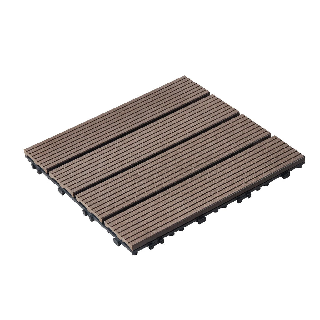 Dark Brown Patio Tiles - 30x30 cm - Set of 10