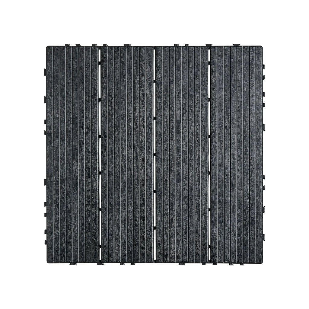 Patio Tiles Black - 30x30 cm - Set of 10
