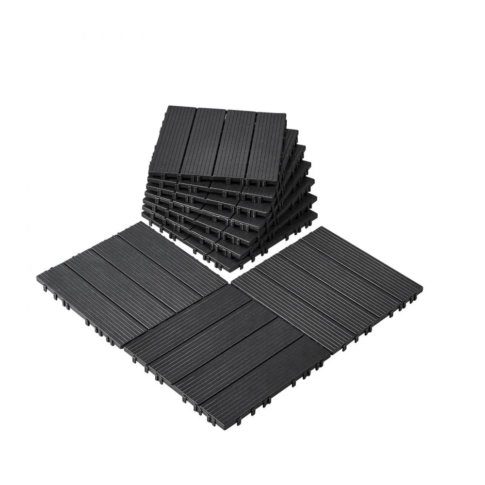 Patio Tiles Black - 30x30 cm - Set of 10
