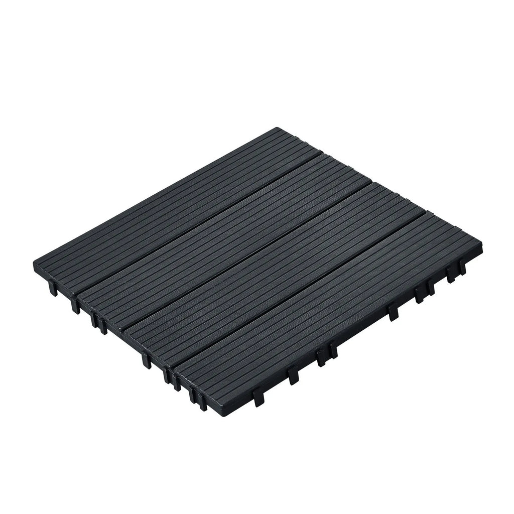 Patio Tiles Black - 30x30 cm - Set of 10